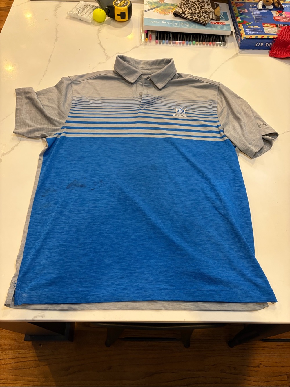 Kingsbarns Scotland Men's Under Armour Performance Polo - Size Large (has stain)